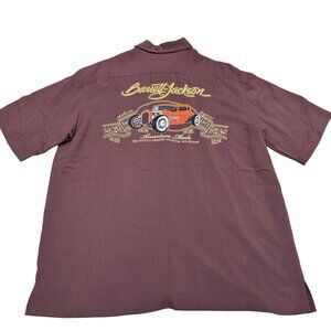 RARE Barrett Jackson Mens Button Down Shirt Embroidered Hot Rod Graphic, Size XL